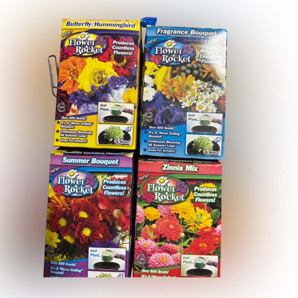 Lot of 4 boxes of Flower Rocket Flower Seeds.